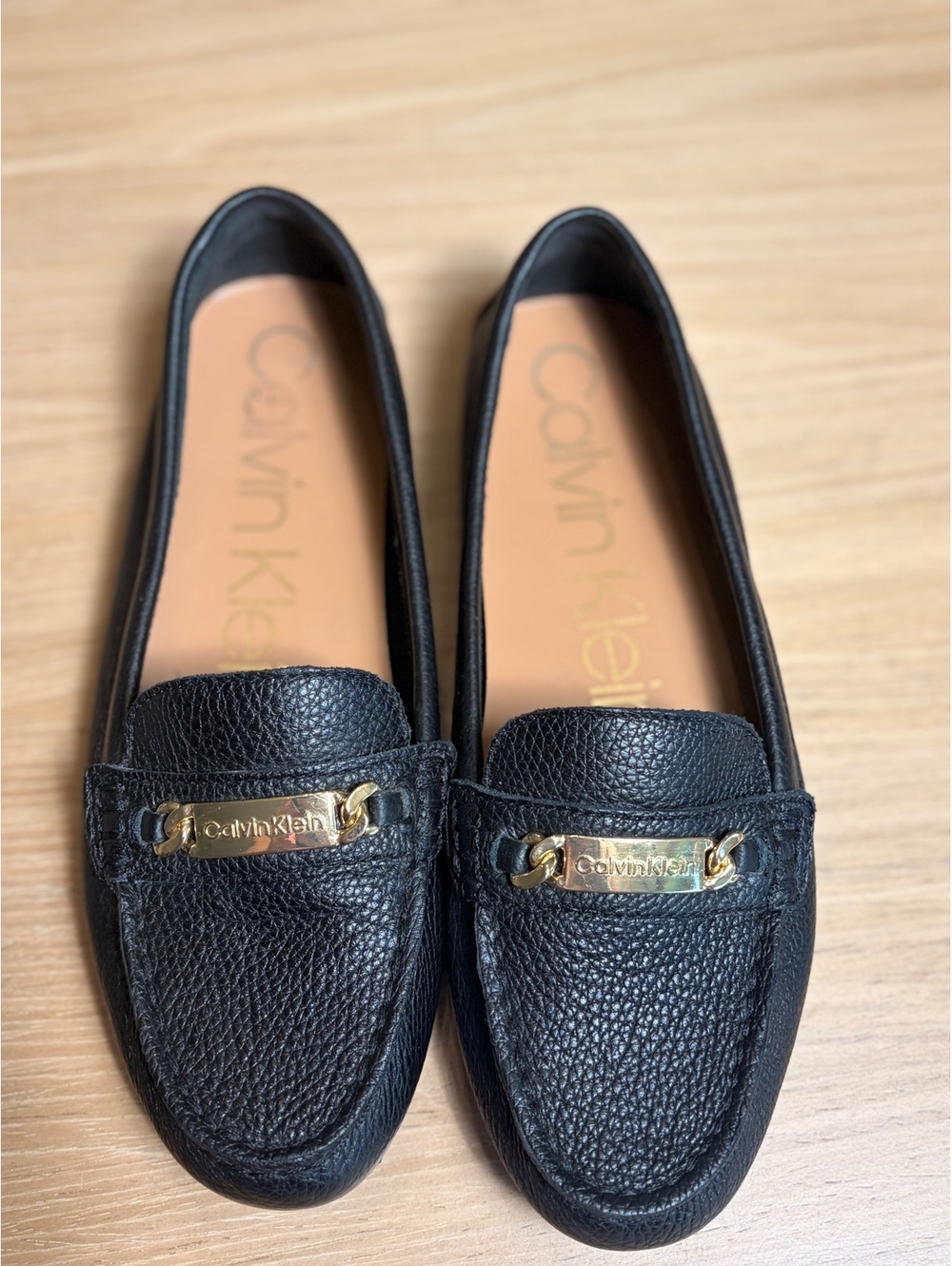 Calvin Klein black pebble leather loafers